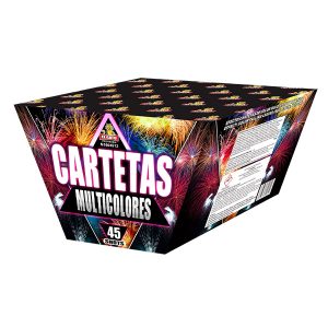 BATERIA 45 DISPAROS ABANICO -  CARTETAS MULTICOLORES